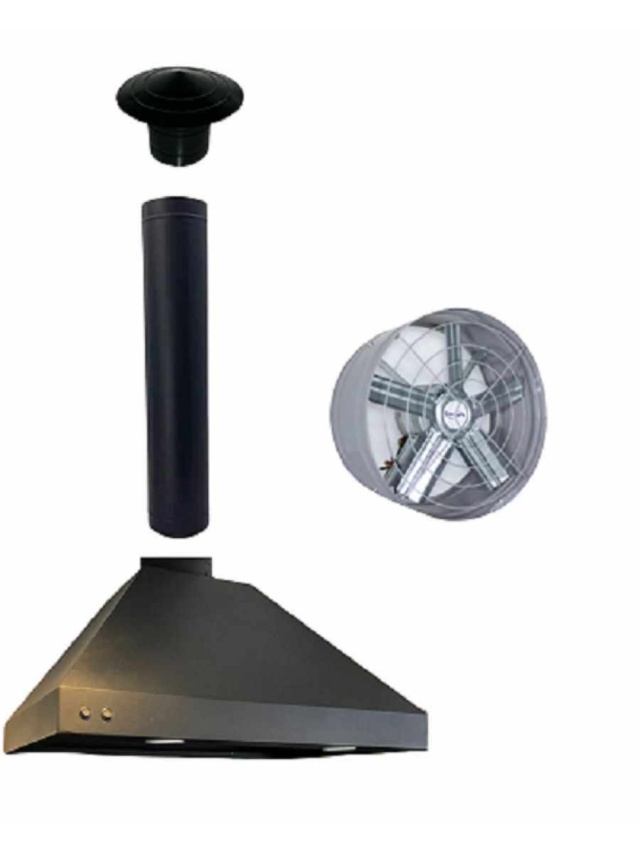 Kit Coifa para Área Gourmet (preta) 75×50×45